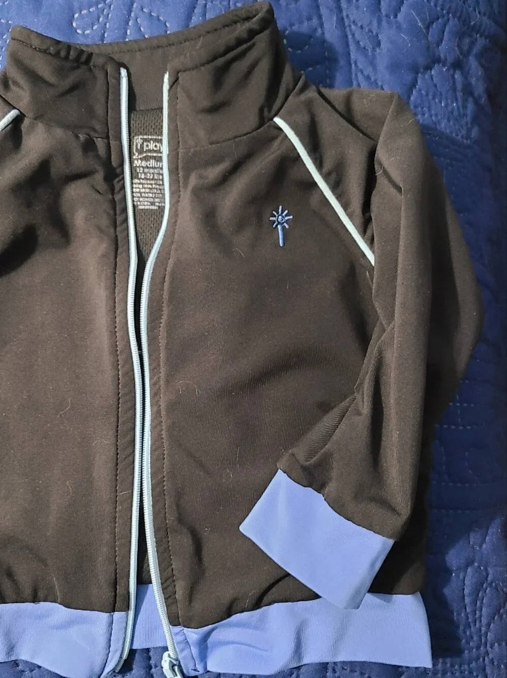 i play. by Green Sprouts Baby Boy Black & Blue Zip Track Jacket Size Medium 12M